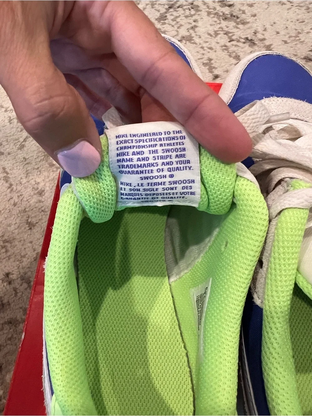 Nike Women’s Blue and Neon Green Retro Sneakers -Fit like women’s 8.